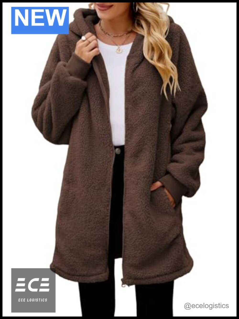 Oversized Sherpa Fleece Zip Up Hoodie Jacket Women's Casual Winter